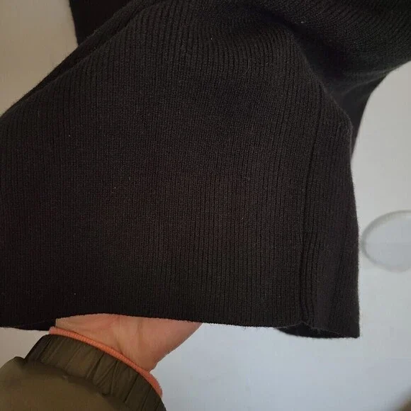 Ann Taylor Black Cowl Neck Long Sleeve Ribbed Wool Knit Midi Dress Size XSP - Picture 4 of 11